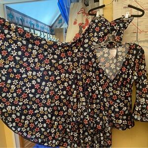 NWT Flamenco Dance Outfit 2 pc Floral Long Sleeve top and skirt XL